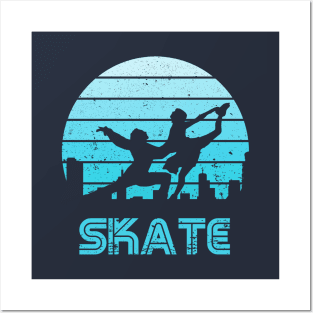 Retro Sunset Figure Skating Pair Posters and Art